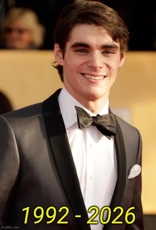 Bye Bye Walt Jr. - (34). Young man in formal black tuxedo with bow tie smiling at camera with dates displayed below. Text: 1992 - 2026