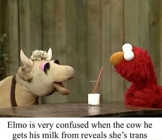 Elmo is very confused when the cow he gets his milk from reveals…